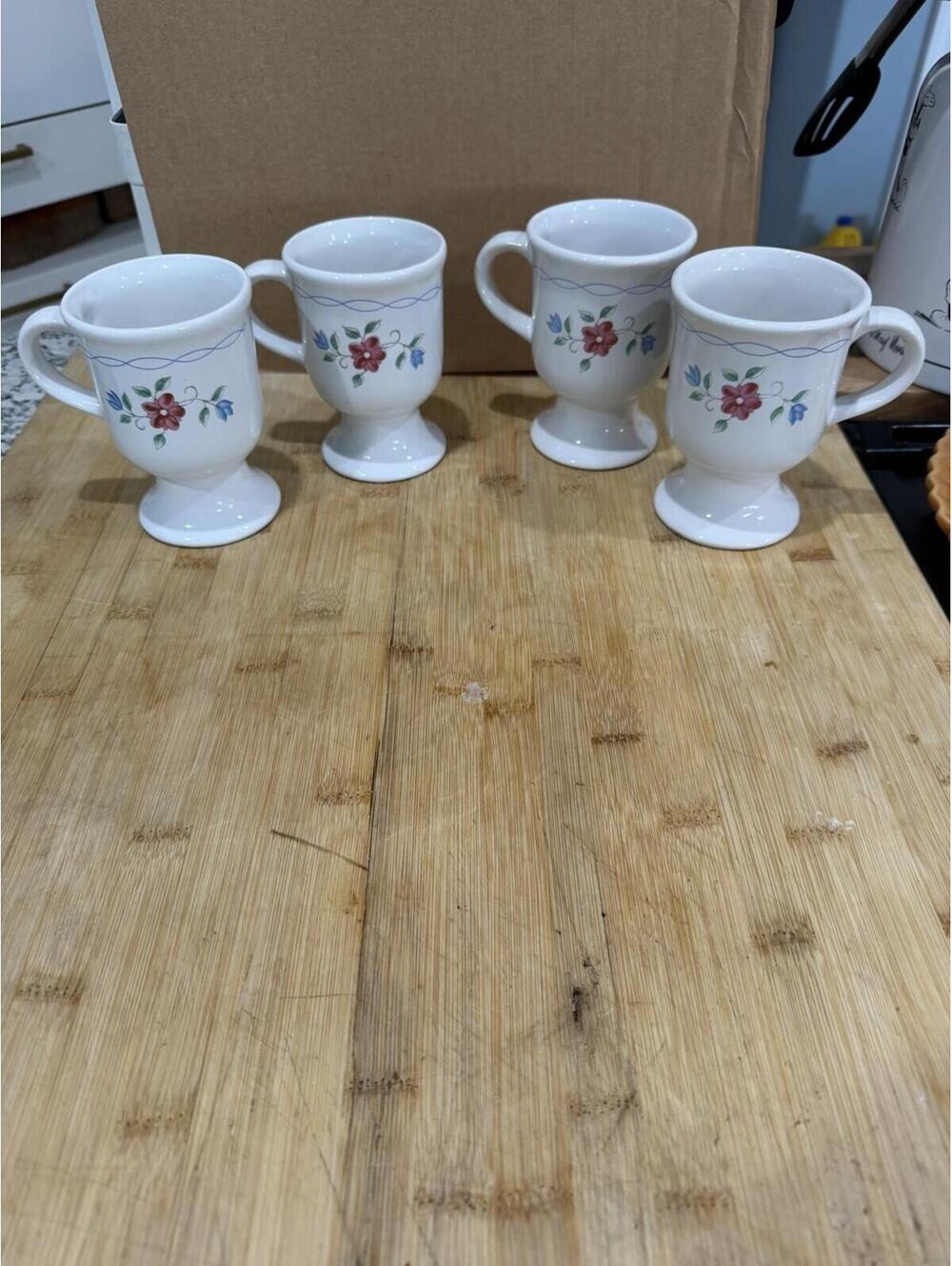VTG 4 Pfaltzgraff Footed Mugs Pedestal USA Bonnie Brae Cups Only Excellent *